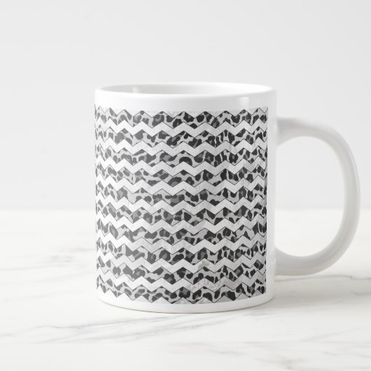 Chevron Leopard Grey and Light Grey Print Grote Koffiekop (Rechts)