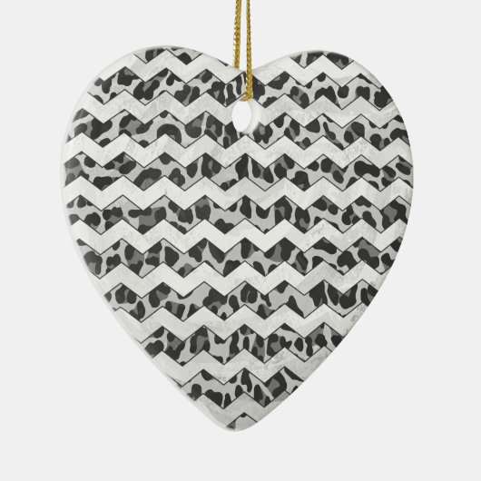 Chevron Leopard Grey and Light Grey Print Keramisch Ornament (Rechts)