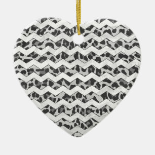 Chevron Leopard Grey and Light Grey Print Keramisch Ornament