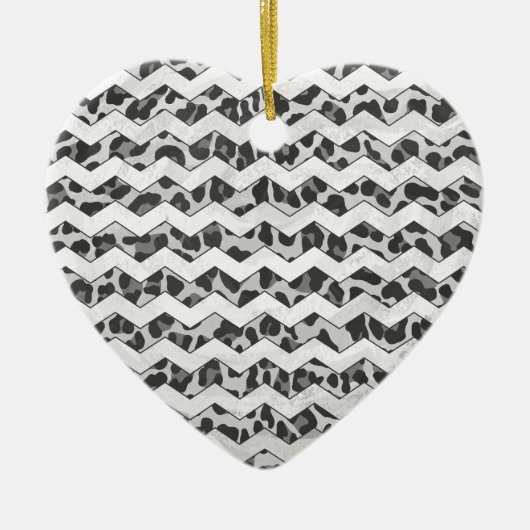 Chevron Leopard Grey and Light Grey Print Keramisch Ornament (Voorkant)