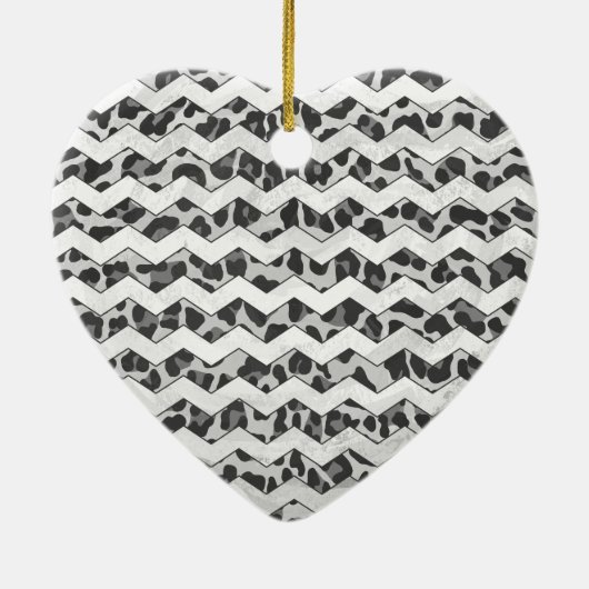 Chevron Leopard Grey and Light Grey Print Keramisch Ornament (Achterkant)