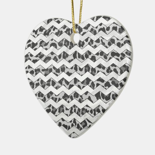 Chevron Leopard Grey and Light Grey Print Keramisch Ornament (Links)