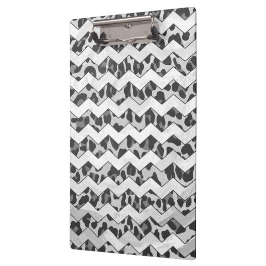 Chevron Leopard Grey and Light Grey Print Klembord (Links)