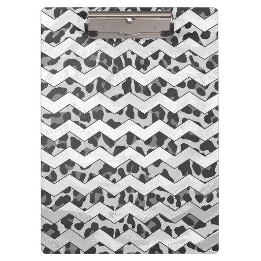 Chevron Leopard Grey and Light Grey Print Klembord (Voorkant)