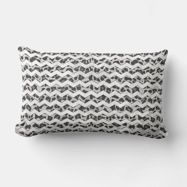 Chevron Leopard Grey and Light Grey Print Kussen (Voorkant)