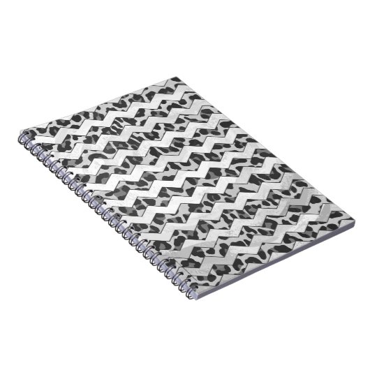 Chevron Leopard Grey and Light Grey Print Notitieboek (Rechterzijde)