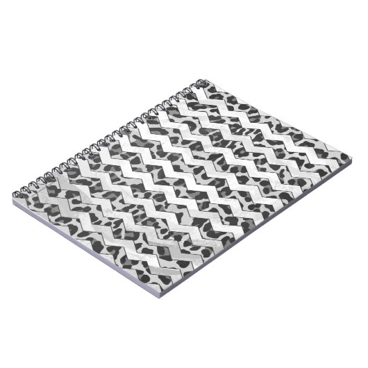 Chevron Leopard Grey and Light Grey Print Notitieboek (Linkerzijde)