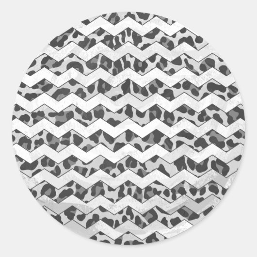 Chevron Leopard Grey and Light Grey Print Ronde Sticker (Voorkant)