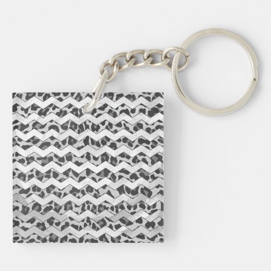 Chevron Leopard Grey and Light Grey Print Sleutelhanger (Achterkant)