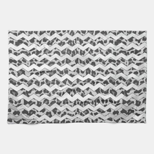 Chevron Leopard Grey and Light Grey Print Theedoek (Horizontaal)