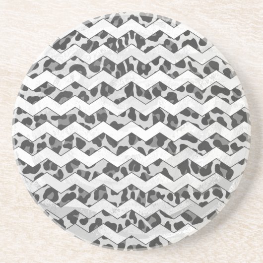 Chevron Leopard Grey and Light Grey Print Zandsteen Onderzetter (Voorkant)