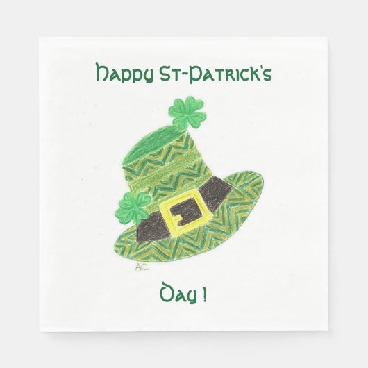 Chevron leprechaun's pet lunch wit St Paddy Servetten (Voorkant)