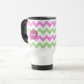 Chevron Light Pink Green Monogram Circle Stitches Reisbeker (Voorkant links)