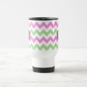 Chevron Light Pink Green Monogram Circle Stitches Reisbeker (Center)