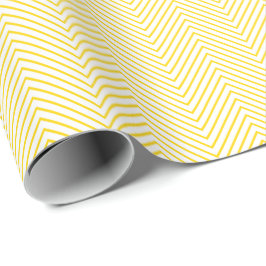 Chevron Line Golden Yellow op White Cadeaupapier