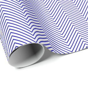 Chevron Line Royal Blue op White Cadeaupapier