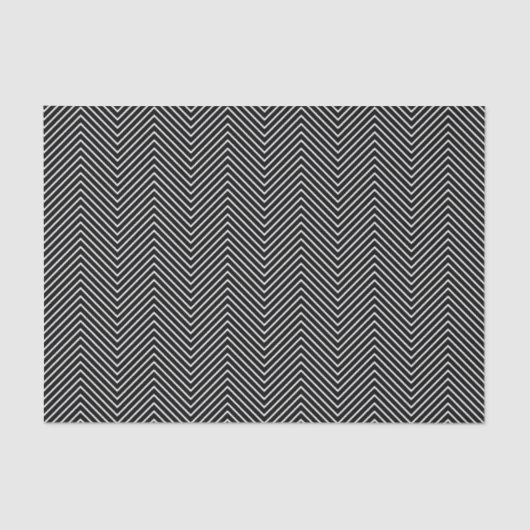 Chevron Line Tissue Paper - White on Black Tissuepapier (Voorkant)