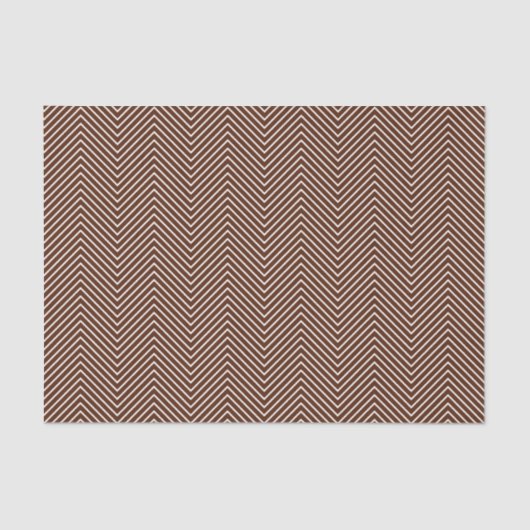 Chevron Line Tissue Paper - White on Brown Tissuepapier (Voorkant)