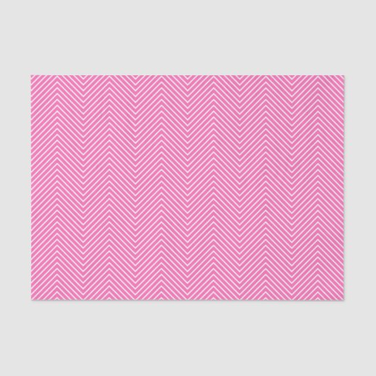 Chevron Line Tissue Paper - White on Pink Tissuepapier (Voorkant)