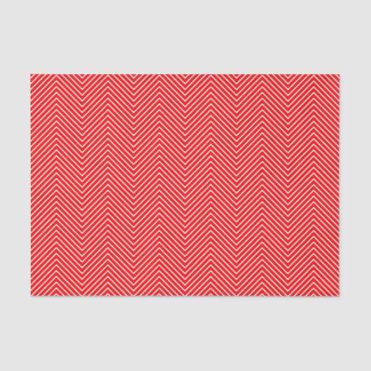 Chevron Line Tissue Paper - White on Red Tissuepapier (Voorkant)