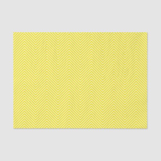 Chevron Line Tissue Paper - White on Yellow Tissuepapier (Voorkant)