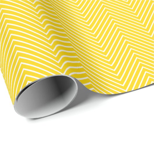 Chevron Line White op Golden Yellow Cadeaupapier (Rol Hoek)