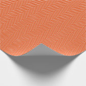 Chevron Line White op helder Sinaasappel Cadeaupapier (Hoek)