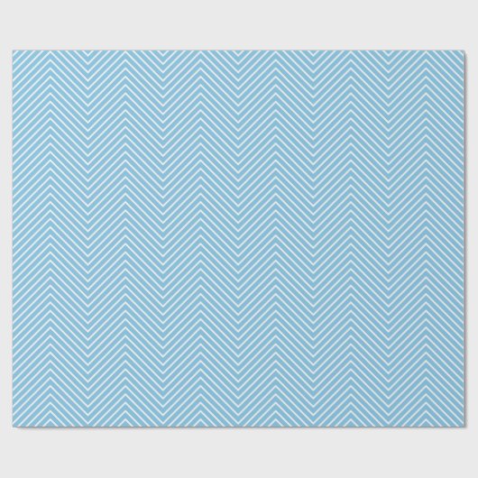 Chevron Line White op Light Blue |XL| Cadeaupapier (Vlak)