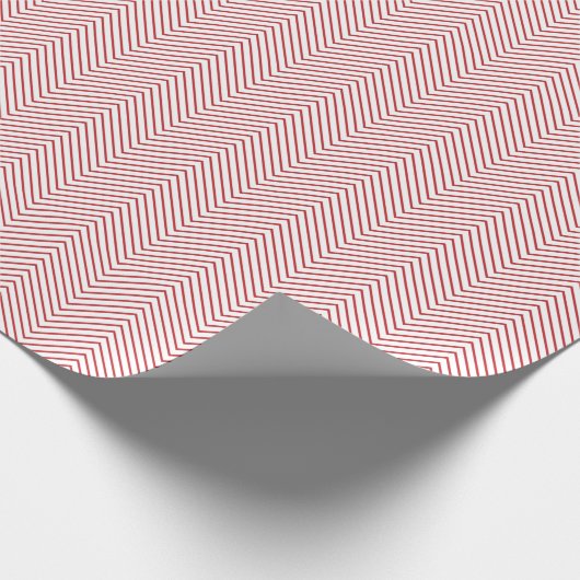 Chevron Line Wrapping Paper - Donkerrood op wit Cadeaupapier (Hoek)