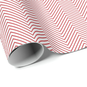 Chevron Line Wrapping Paper - Donkerrood op wit Cadeaupapier