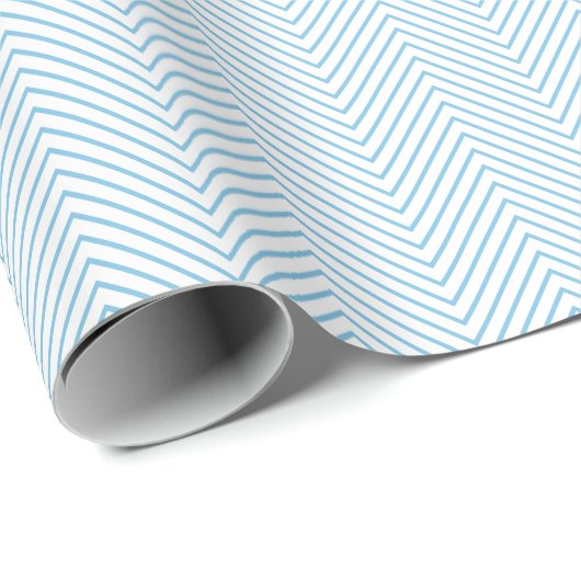Chevron Line Wrapping Paper - Light Blue op White Cadeaupapier (Rol Hoek)