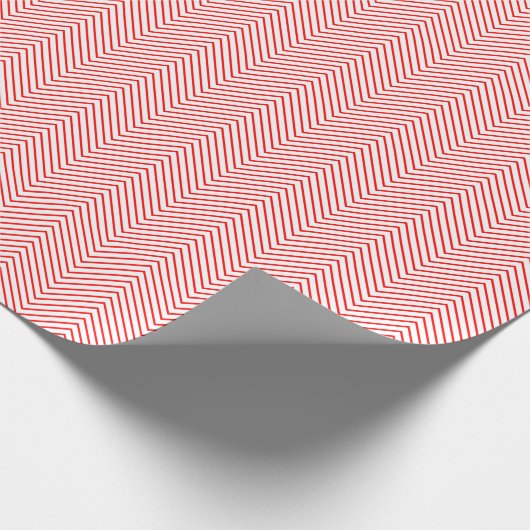 Chevron Line Wrapping Paper - Rood op wit Cadeaupapier (Hoek)