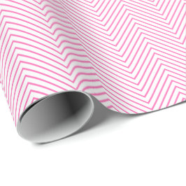 Chevron Line Wrapping Paper - Roze op wit Cadeaupapier