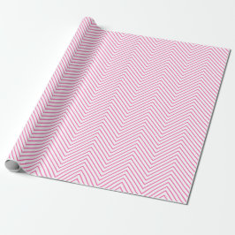 Chevron Line Wrapping Paper - Roze op wit |XL| Cadeaupapier