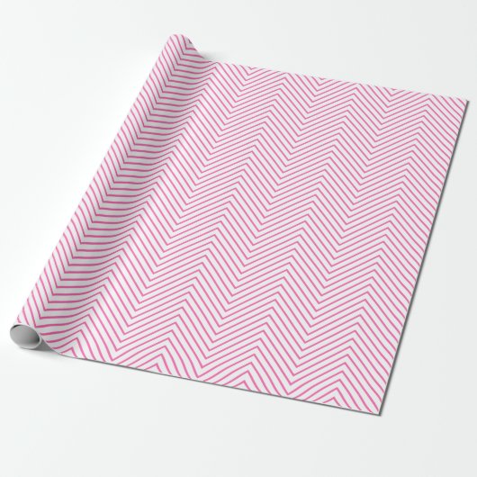 Chevron Line Wrapping Paper - Roze op wit |XL| Cadeaupapier (Uitgerold)