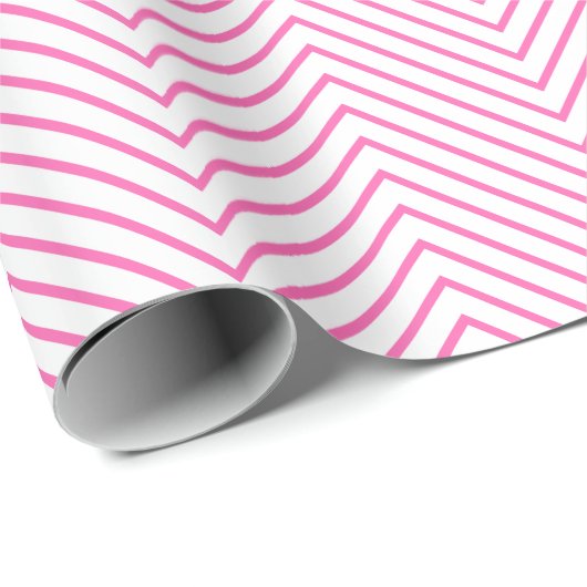 Chevron Line Wrapping Paper - Roze op wit |XL| Cadeaupapier (Rol Hoek)