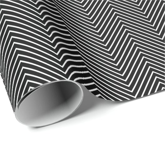 Chevron Line Wrapping Paper - White on Black Cadeaupapier (Rol Hoek)