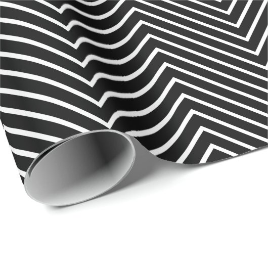 Chevron Line Wrapping Paper - White on Black |XL| Cadeaupapier (Rol Hoek)