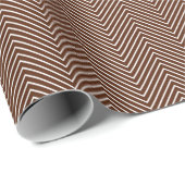 Chevron Line Wrapping Paper - White on Brown Cadeaupapier (Rol Hoek)