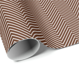 Chevron Line Wrapping Paper - White on Brown Cadeaupapier