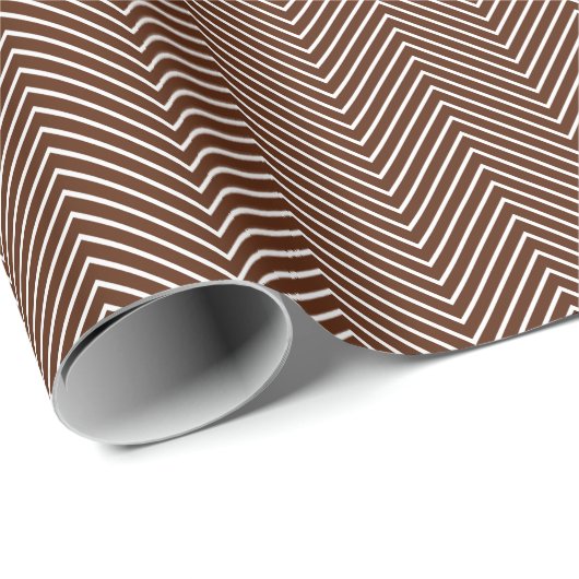 Chevron Line Wrapping Paper - White on Brown Cadeaupapier (Rol Hoek)