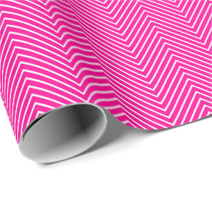 Chevron Line Wrapping Paper - White on Hot Pink Cadeaupapier