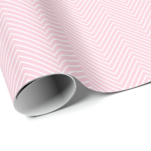 Chevron Line Wrapping Paper - White on Light Pink Cadeaupapier (Rol Hoek)