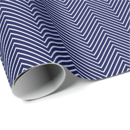 Chevron Line Wrapping Paper - White on Navy Blue Cadeaupapier