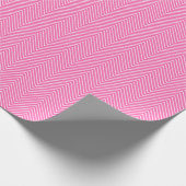Chevron Line Wrapping Paper - White on Roze Cadeaupapier (Hoek)