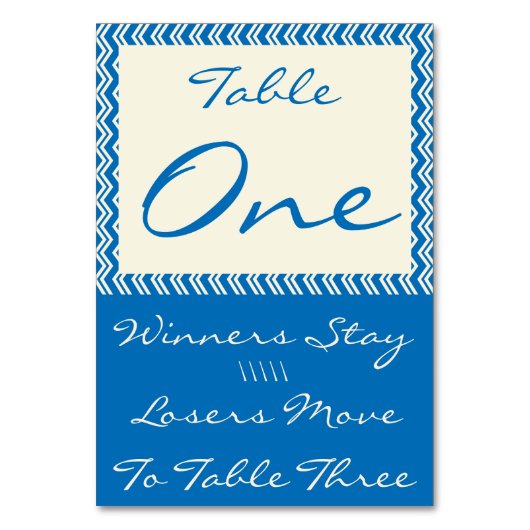 Chevron linnen bunco tafel Kaart #1 (Achterkant)