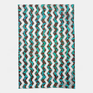 Chevron Luipaard Bruin en Turkoois Print Theedoek