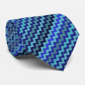 chevron man blauw patroon stropdas (Opgerold)
