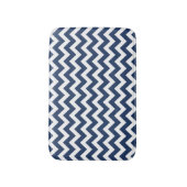 Chevron Marine Blauw Wit Modern Patroon Badmat (Voorkant Verticaal)