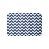Chevron Marine Blauw Wit Modern Patroon Badmat (Voorkant)